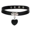 collier ras du cou faux cuir avec pendentif cœur