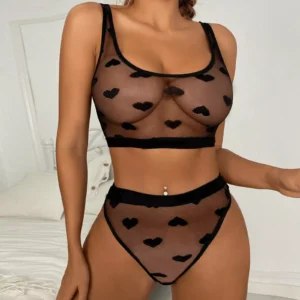 Lingerie noire transparente