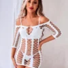 robe maille ajourée blanche