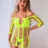 robe maille ajourée vert fluo