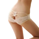 Slip beige femme ajouré sur les fesses