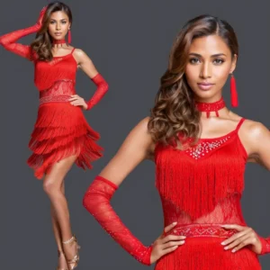 Tenue danse latine rouge
